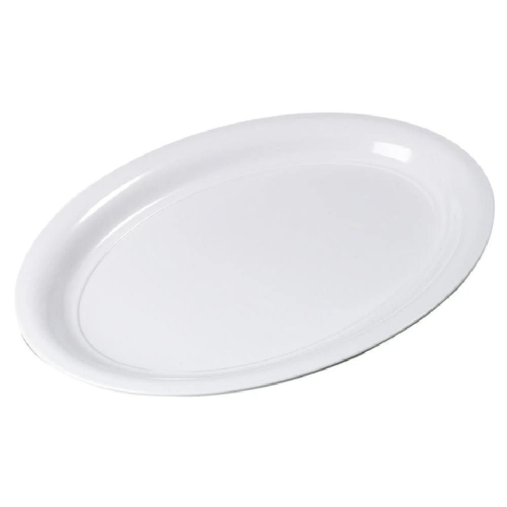 Carlisle 4384002 21 Inch Platter with Rim Stain Resistant Oval White Melamine