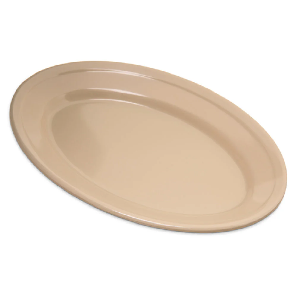 Carlisle 43563-825 9-1/4 Inch Tan Oval Platter with Reinforced Rim Melamine