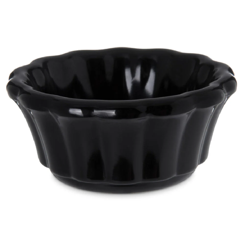 Carlisle 4394303 3-1/11 Inch 2 Oz Ramekin Scalloped Black Melamine