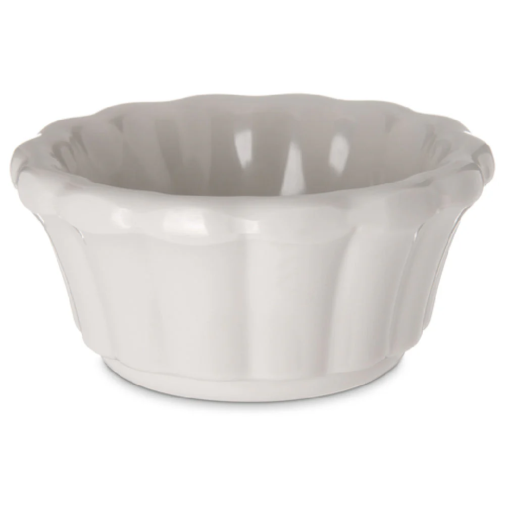 Carlisle 4394342 3-1/11 Inch Ramekin 2 Oz Scalloped Melamine Bone