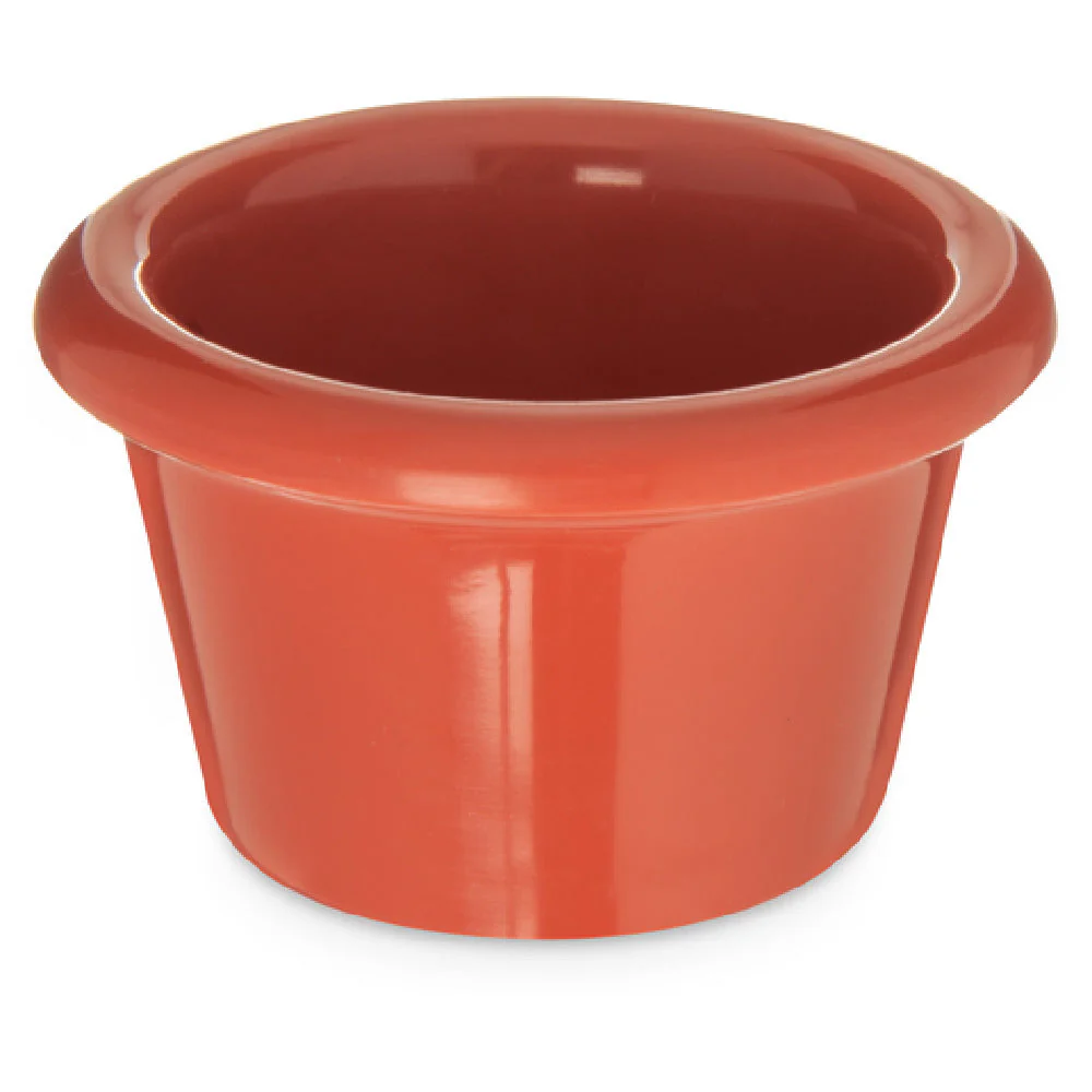 Carlisle S27552 1-1/2 Oz Ramekin Stain Resistant Dishwasher Safe Melamine Sunset Orange
