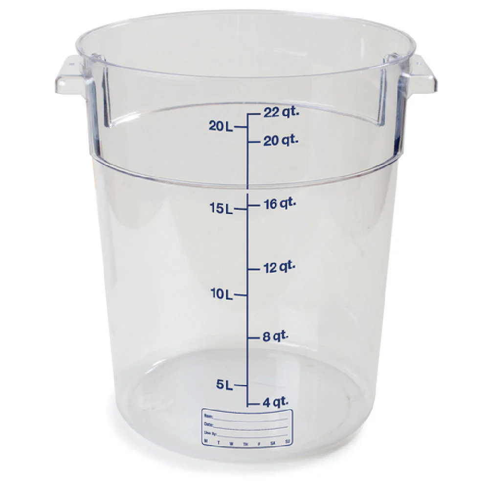 Carlisle 1076907 22 Qt Round Container with Easy Grip Handles Polycarbonate Clear