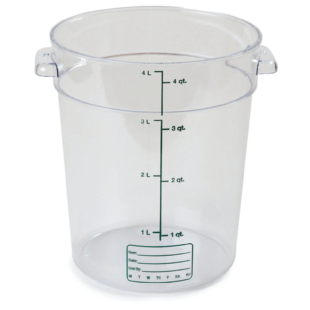 Carlisle 1076407 4 Quart Food Storage Container Clear Polycarbonate with Indicators