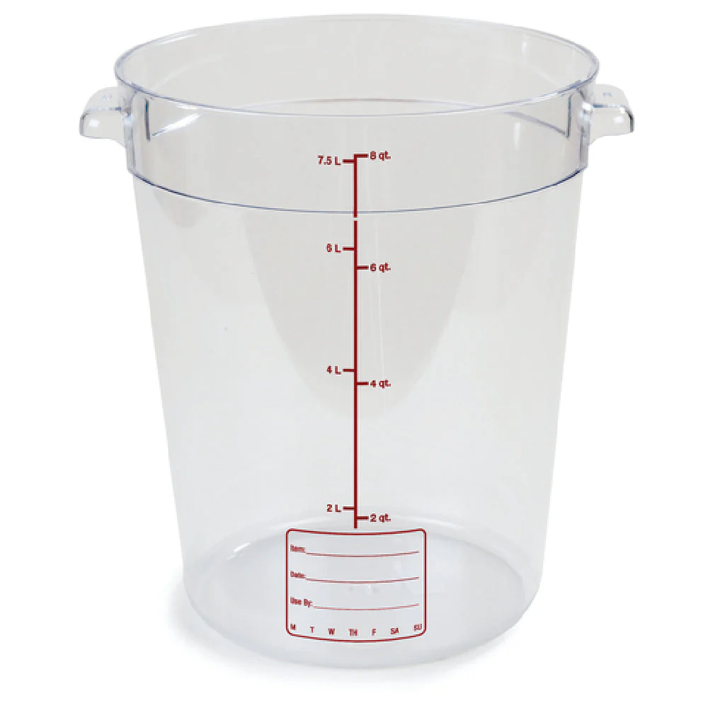 Carlisle 1076607 8 Qt Round Food Storage Container with Easy-Grip Handles Polycarbonate