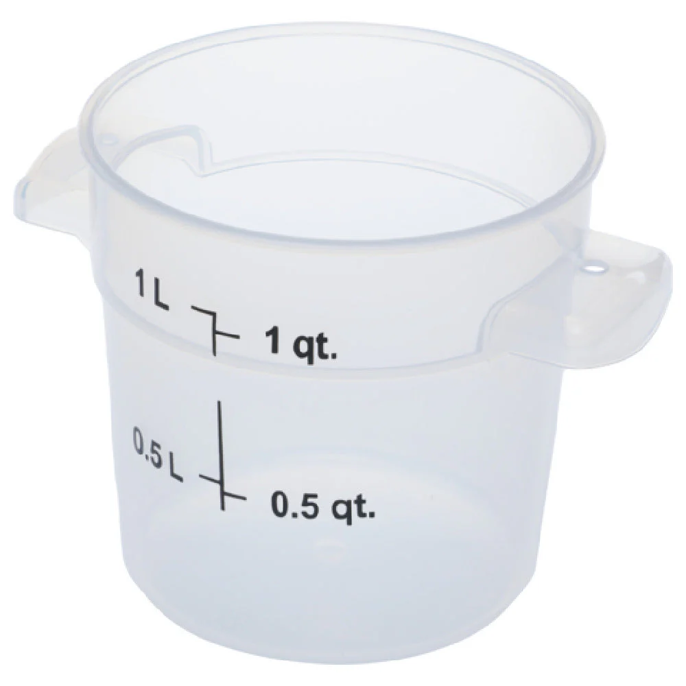 Carlisle 1096130 1 Quart Round Food Storage Container with Handles Polypropylene Clear
