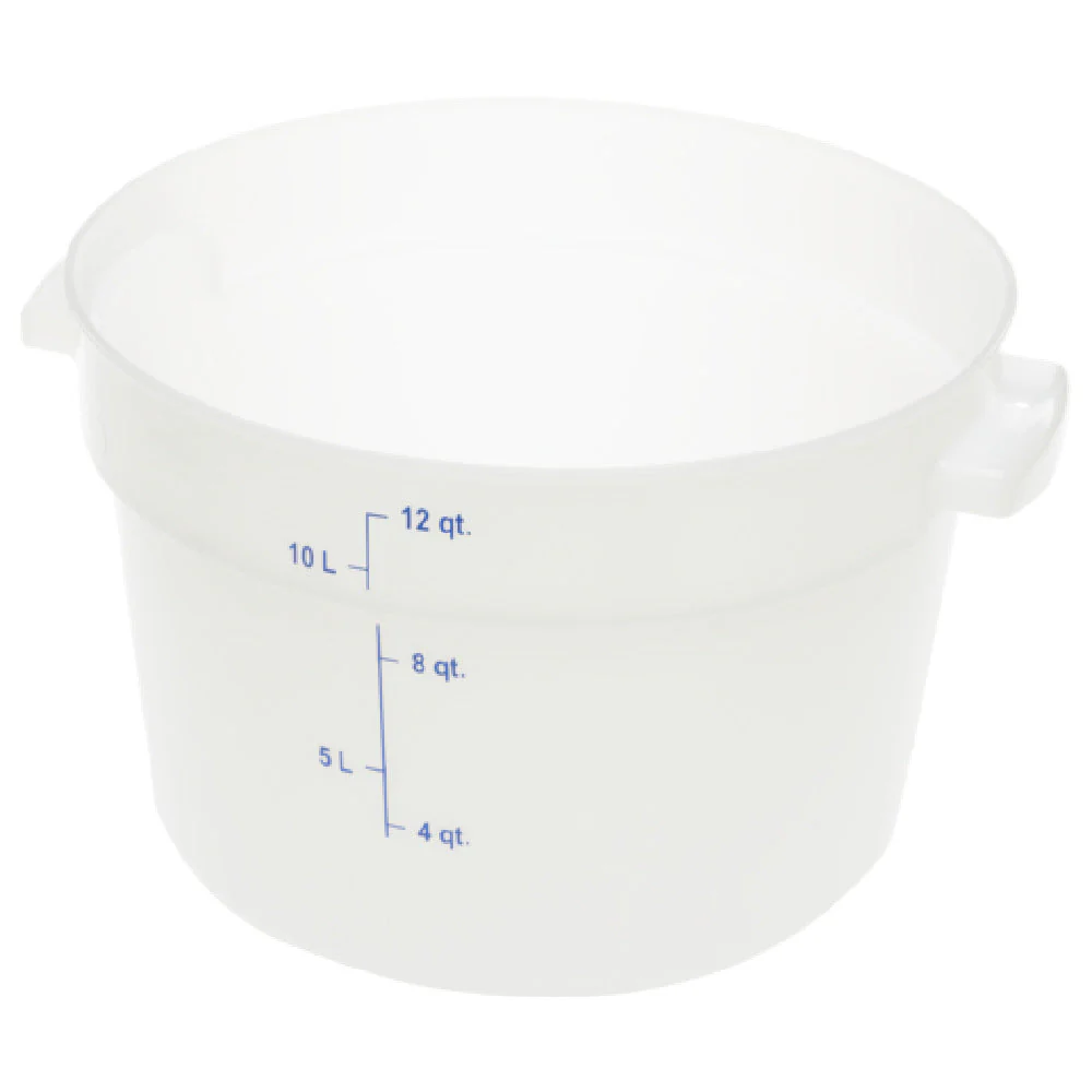 Carlisle 1097702 12 Quarts Food Storage Container Round with Handles Polycarbonate White