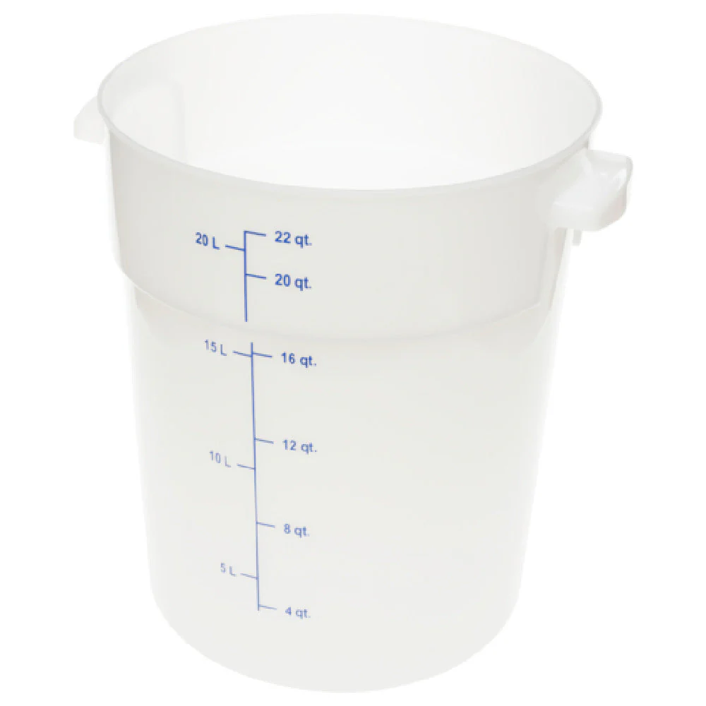 Carlisle 1097902 22 Quart Round Food Storage Container with Handles Polycarbonate White