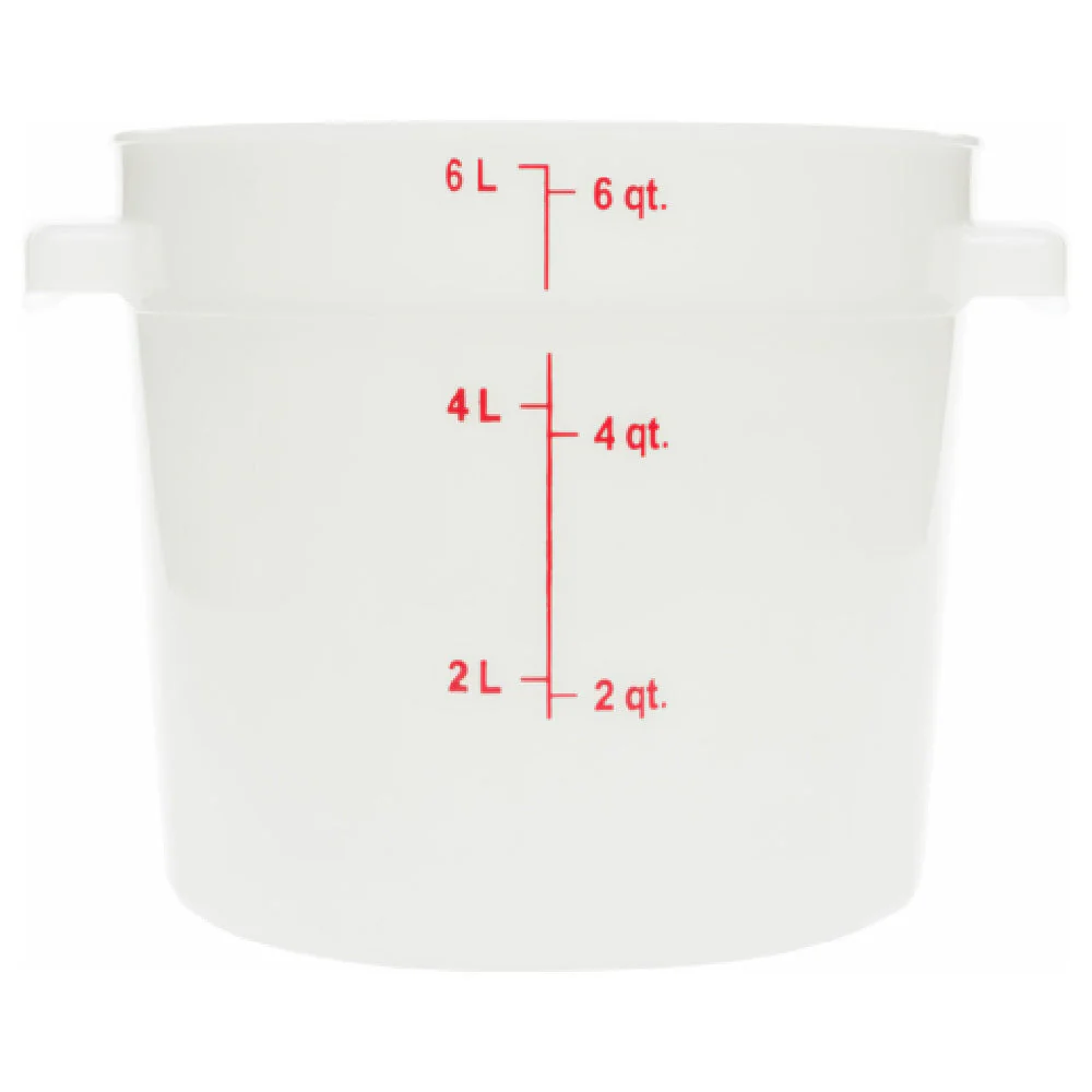 Carlisle 1097502 6 Quarts Round Food Storage Container with Handles Polycarbonate White