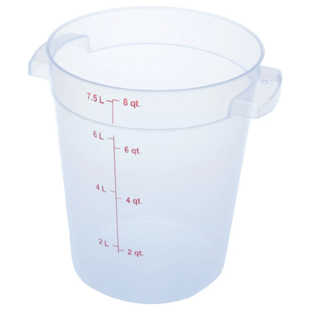 Carlisle 1096630 8 Quarts Food Storage Container Round Clear Polycarbonate with Handles
