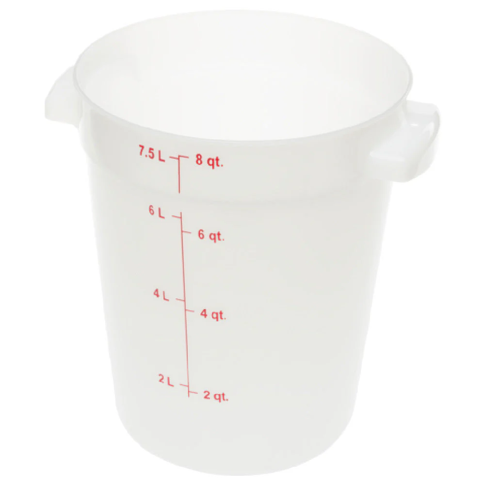 Carlisle 1097602 8 Quarts Food Storage Container with Handles Polycarbonate White