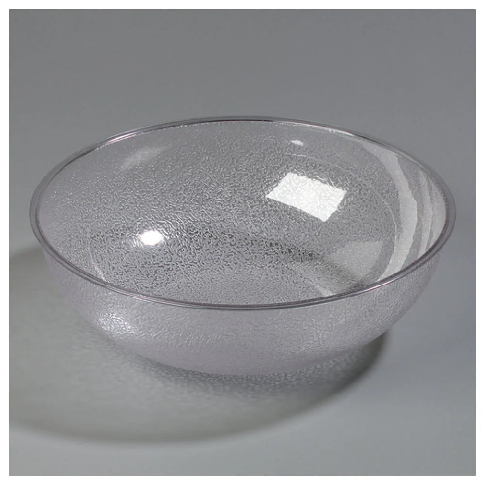 Carlisle 721507 11 Quart Round Salad Bowl Clear Pebbled Polycarbonate