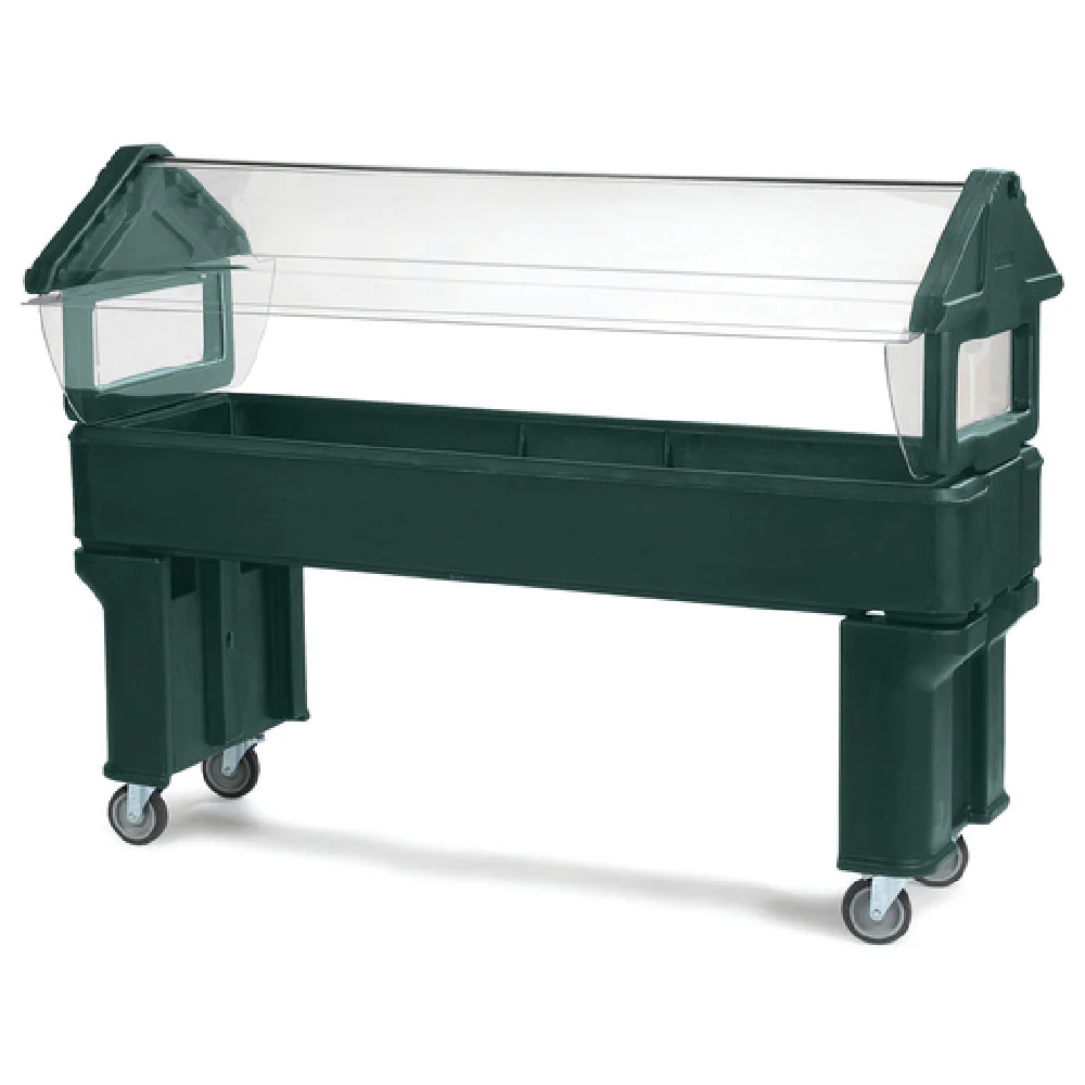 Carlisle 660608 72-1/8 Inch Portable Food Bar Ice Cooled Polyethylene Green with Sneeze Guard