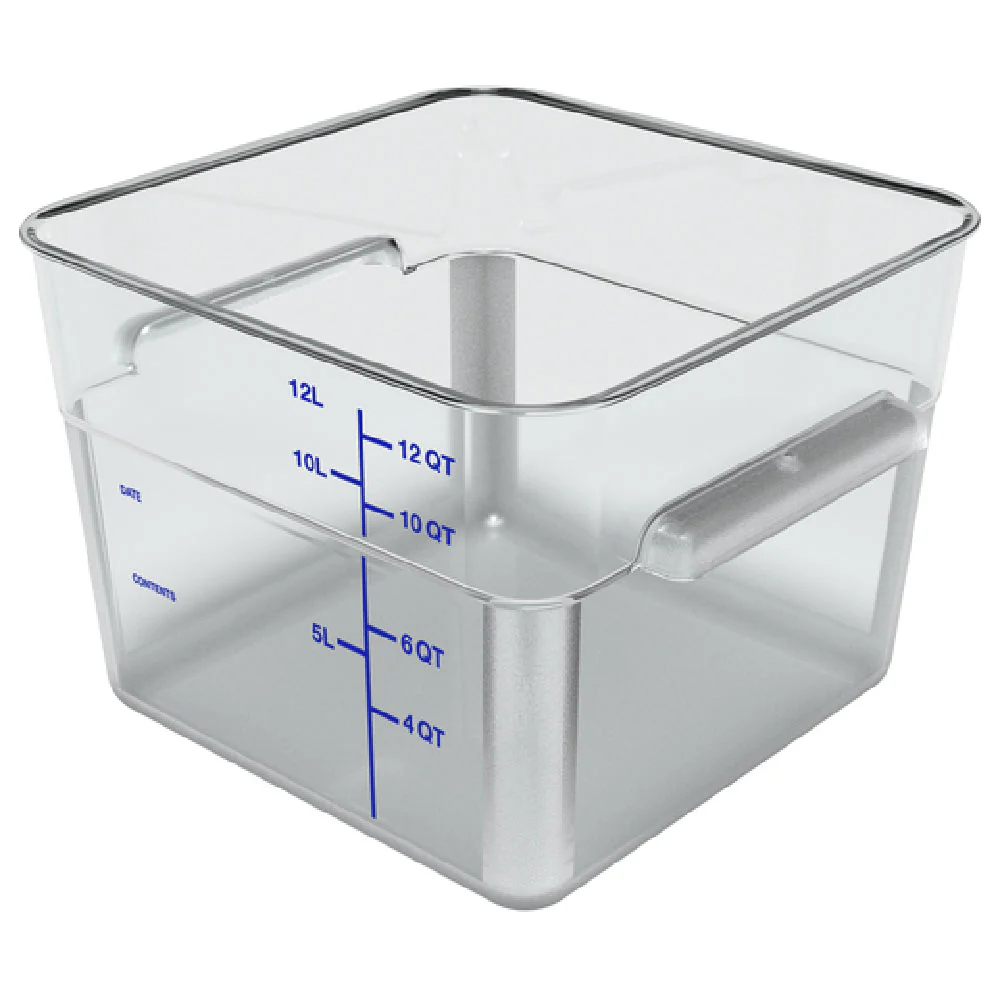 Carlisle 11954AF07 12 Quart Square Food Storage Container Polycarbonate Clear