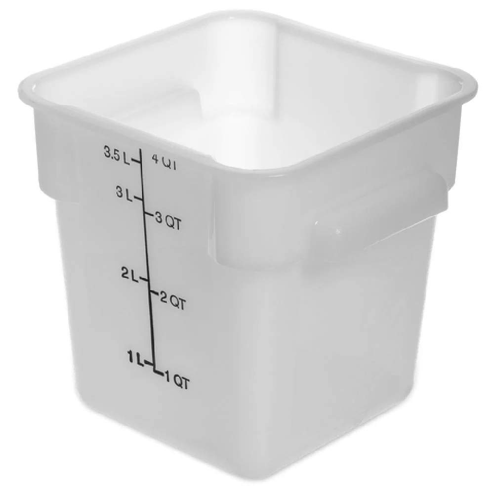 Carlisle 11961PE02 4 Quart Square Food Storage Container Reinforced Lugs Polyethylene White