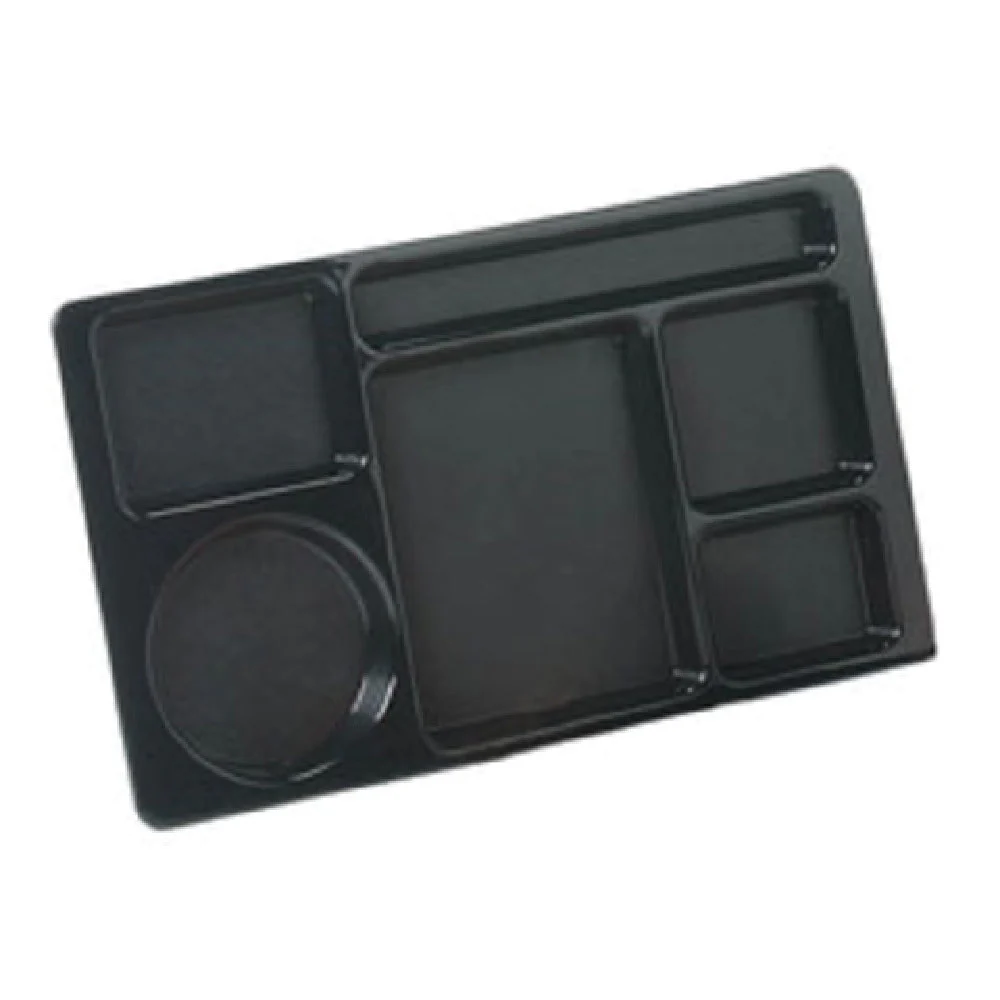 Carlisle 61503 15 Inch Omni-directional Tray with 6 Compartments Black ABS