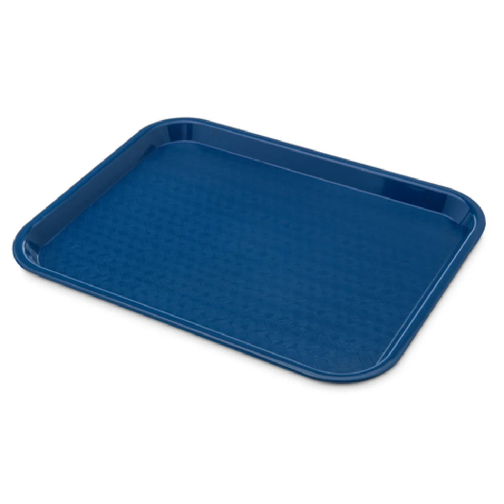 Carlisle CT101414 10 Inch Cafeteria Tray Blue Polypropylene Rectangular with Drying and Stacking Lugs