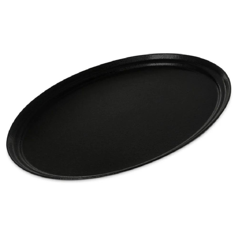 Carlisle 3100GR2004 31 Inch Serving Tray Non-Skid Oval Black Fiberglass with Coated Edges