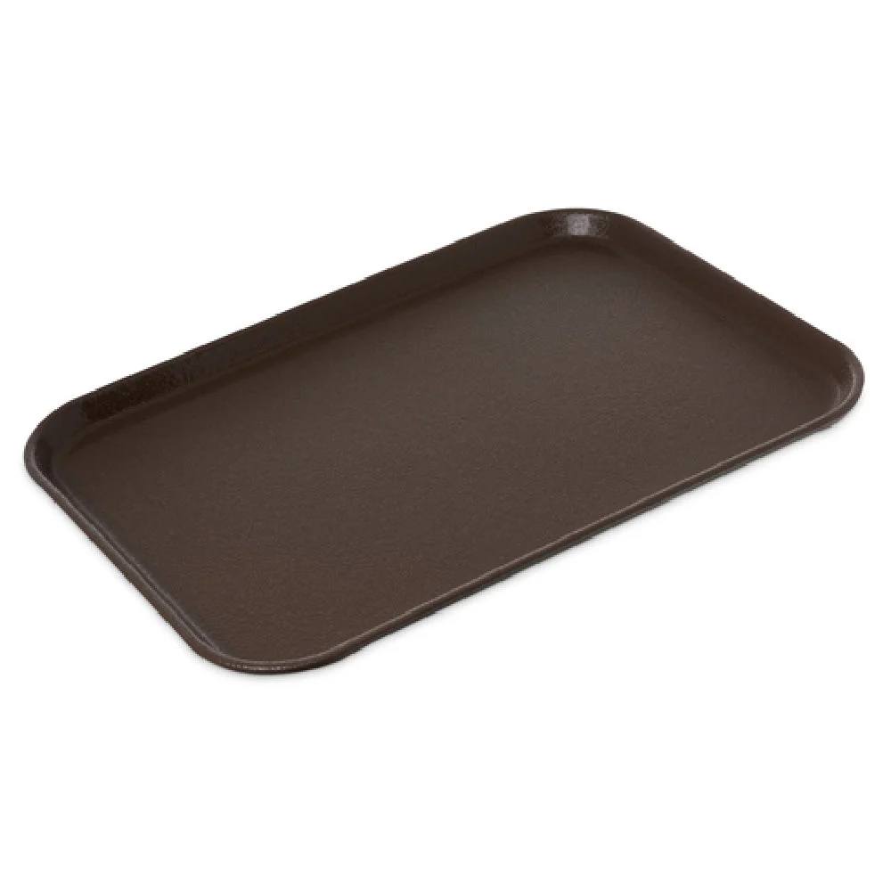 Carlisle 2216GR2Q076 22 Inch Rectangular Non-Skid Serving Tray Fiberglass Brown