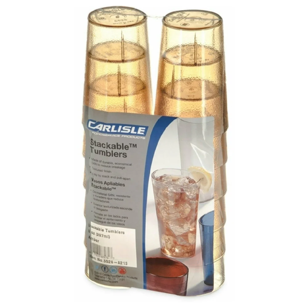 Carlisle 5220-8213 20 Oz Amber Tumbler SAN Stain Resistant Dishwasher Safe