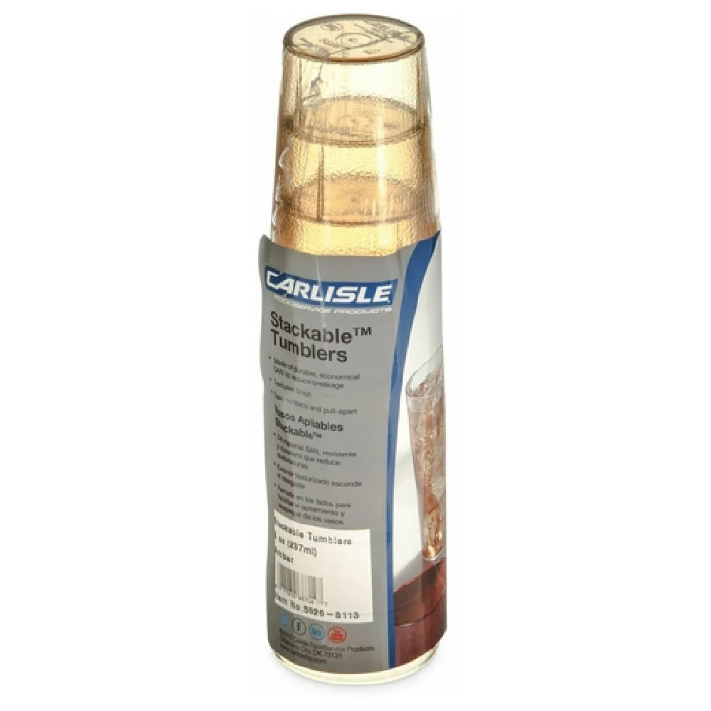 Carlisle 5220-8113 20 Oz Stackable Tumbler Textured Amber SAN - 6 Packs