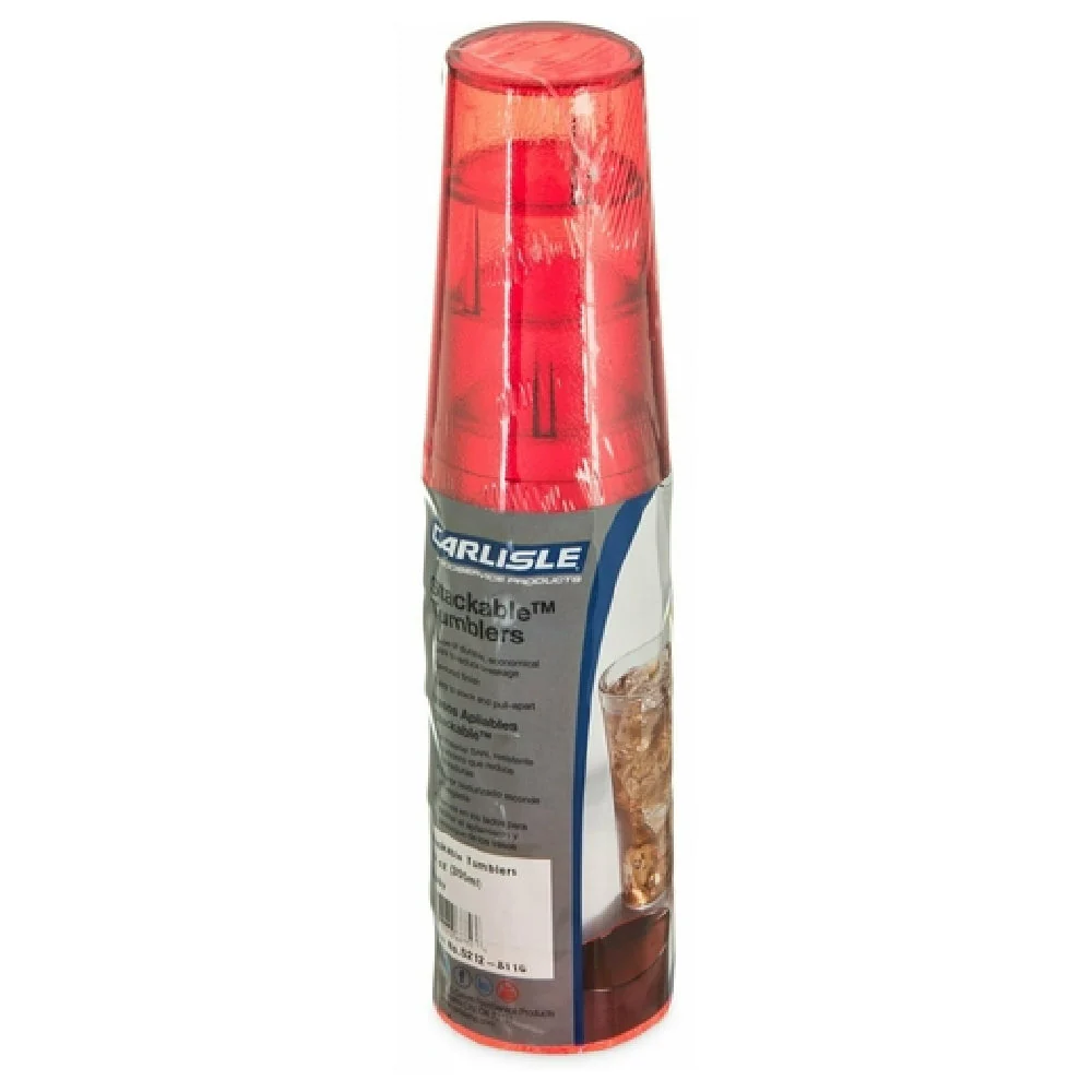 Carlisle 5220-8110 3.43 Inch Red Tumbler Plastic Stackable Dishwasher Safe