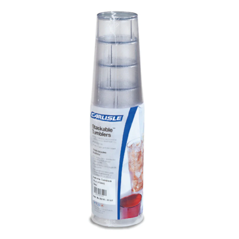 Carlisle 5529-8107 9 Oz Stackable Tumbler SAN Clear Textured BPA Free 6 Packs