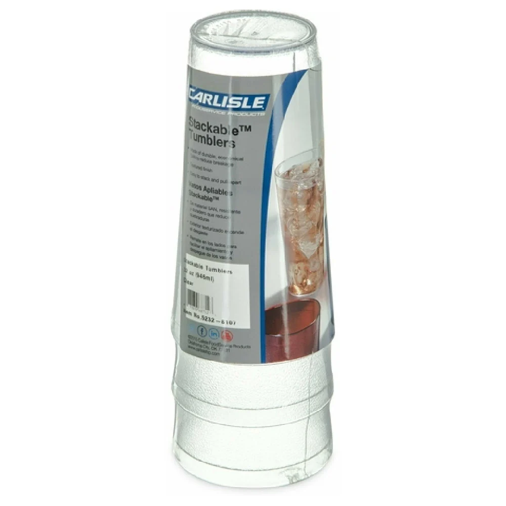 Carlisle 5232-8107 32 Oz Stackable Tall Tumbler Clear Textured SAN 3 Packs
