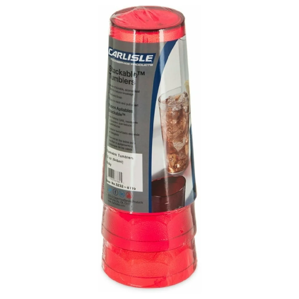 Carlisle 5232-8110 32 Oz Stackable Tall Tumbler with Textured Exterior Ruby Red