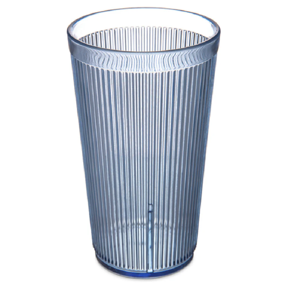 Carlisle 402054 20 Oz Ribbed Blue Tumbler Plastic with Stacking Design