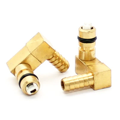 CO2 Fitting 1/4" Barb Brass Offset Left Elbow