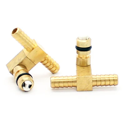 CO2 Fitting 1/4" Barb Brass Offset Tee Insert
