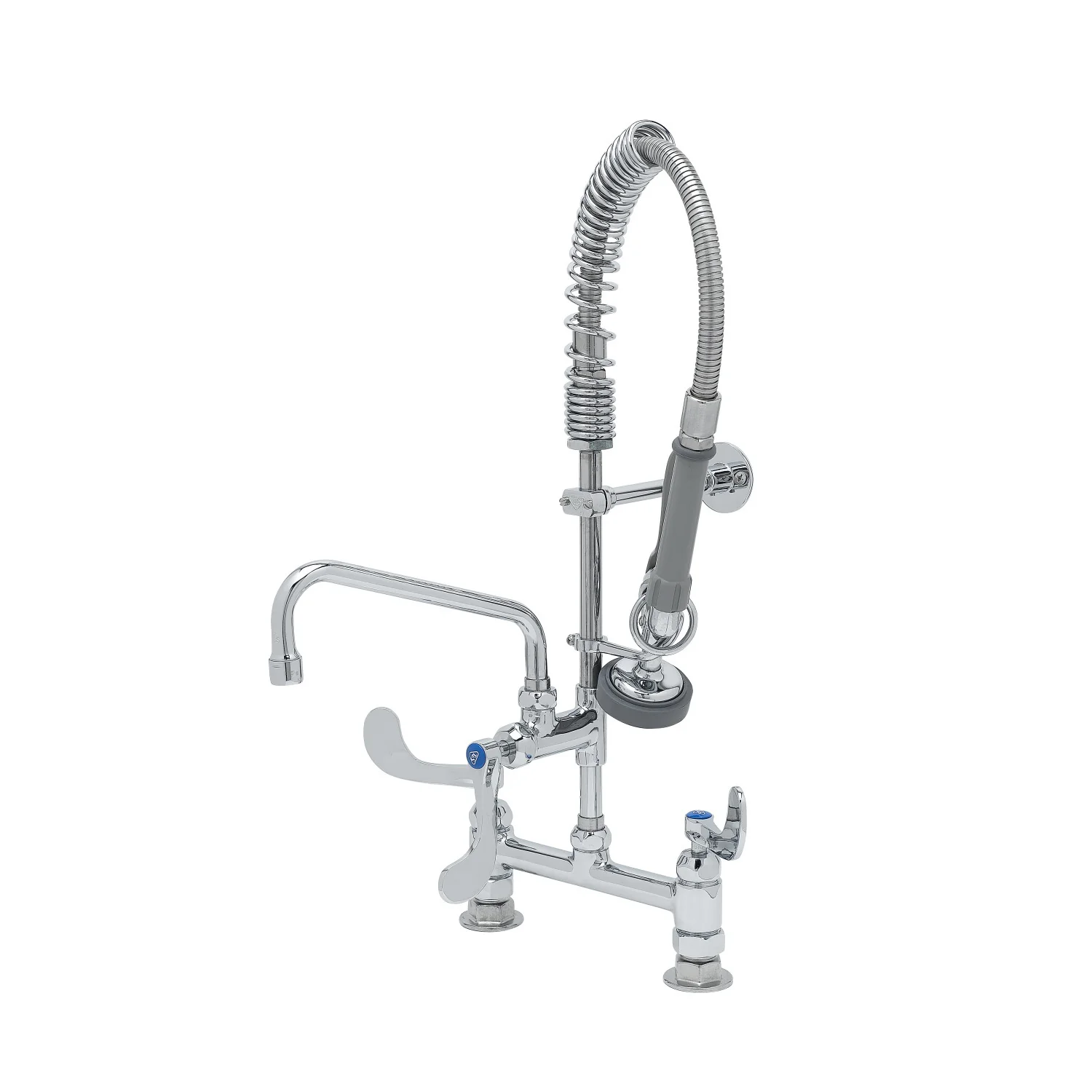 T&S Brass MPZ-8DWN-08-CR 8" Swing Nozzle 8" Deck Mount Mini Pre-Rinse Unit - Cerama Cartridges & Wrist Handles