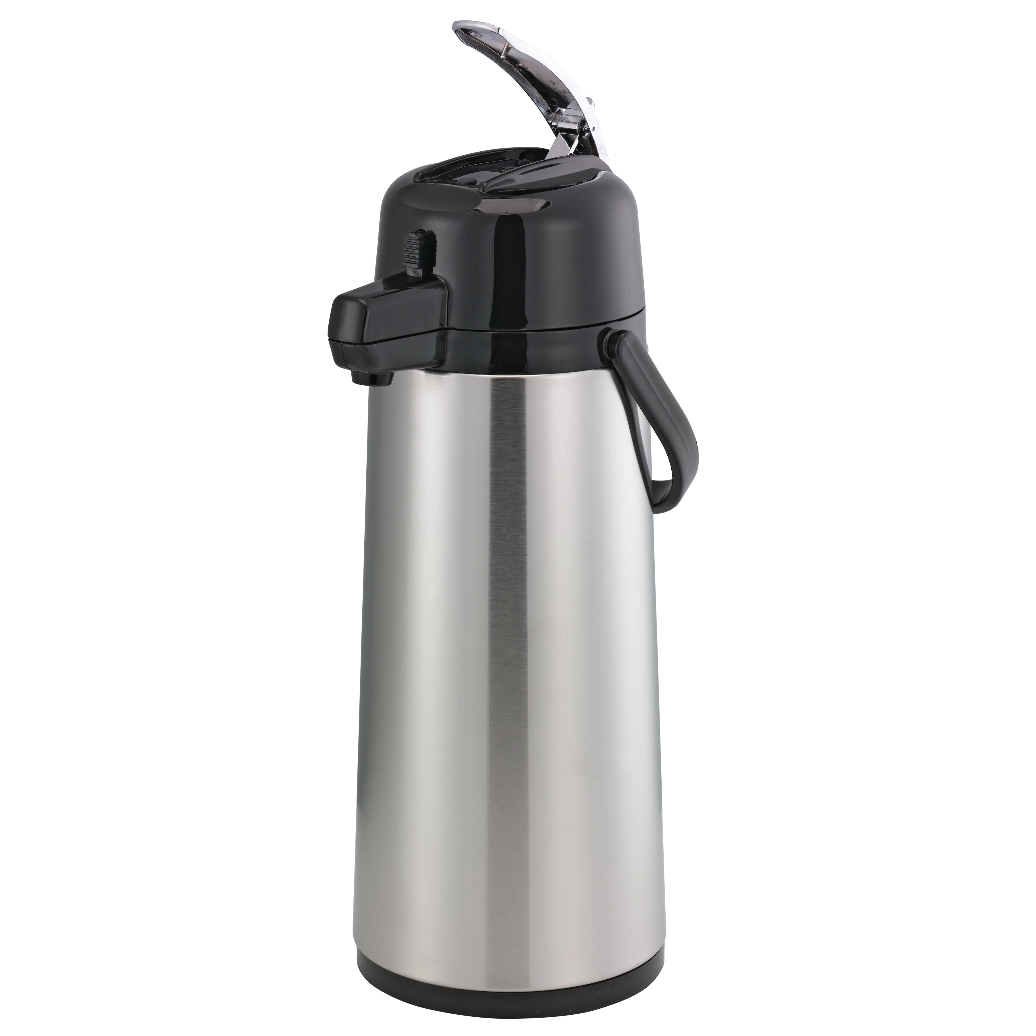 Eco-Air® 2.2-Liter Glass Vacuum Insulated Lever Lid Airpot in Brushed Stainless and Black