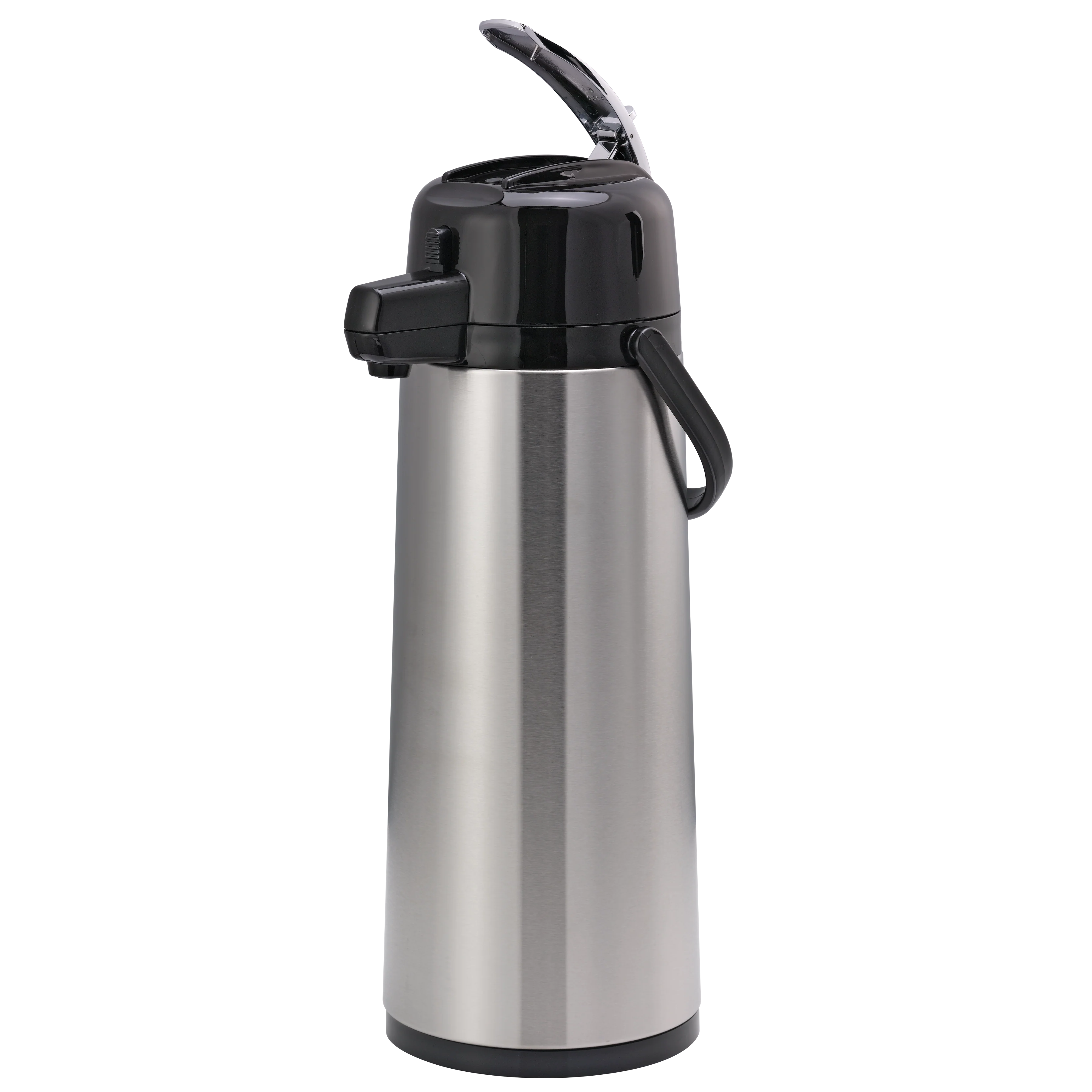 Eco-Air® 2.5-Liter Glass Vacuum Insulated Lever Lid Airpot in Brushed Stainless and Black