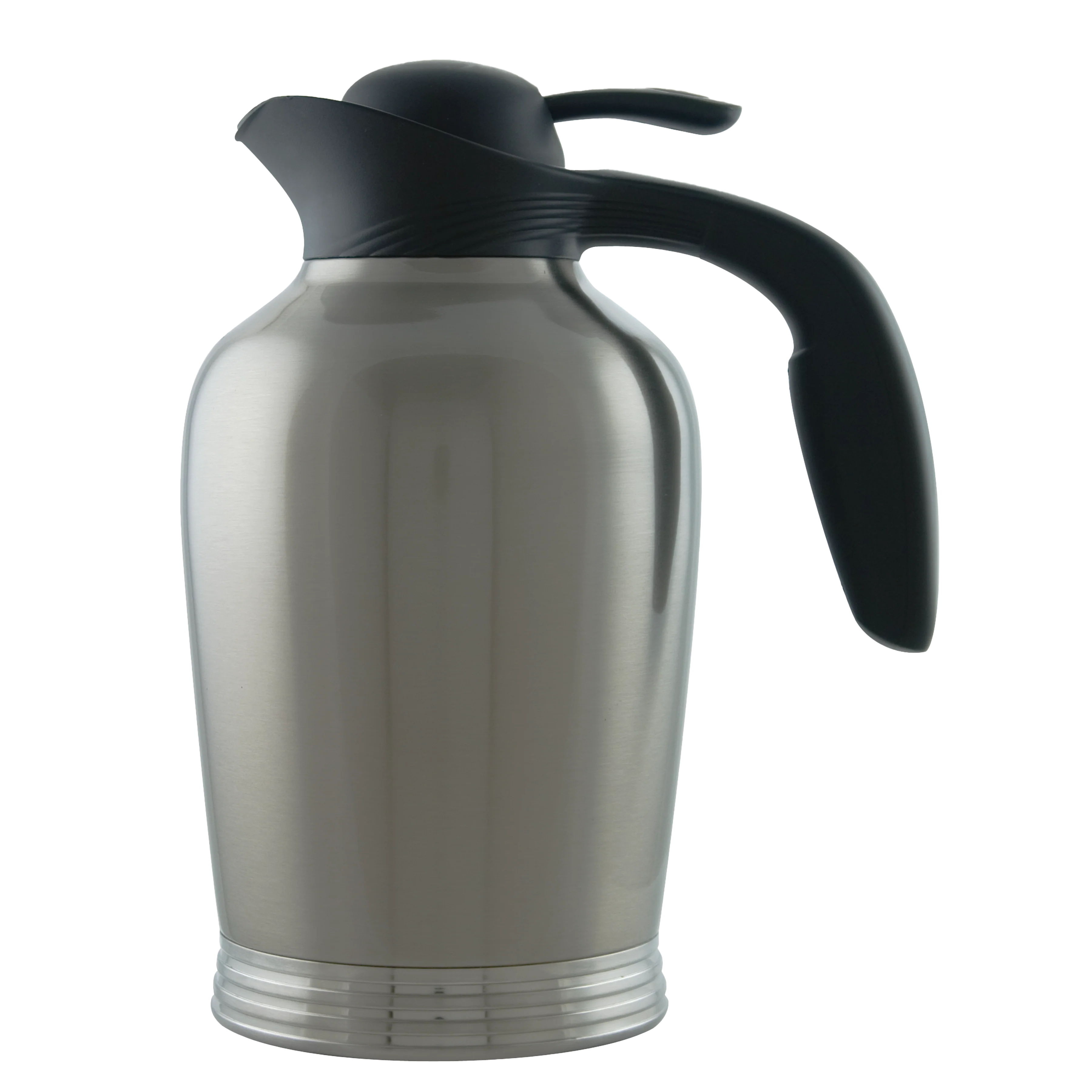 ErgoServ® 1.9-Liter Stainless Vacuum Insulated Carafe with Push Button Lid in Brushed Stainless and Black