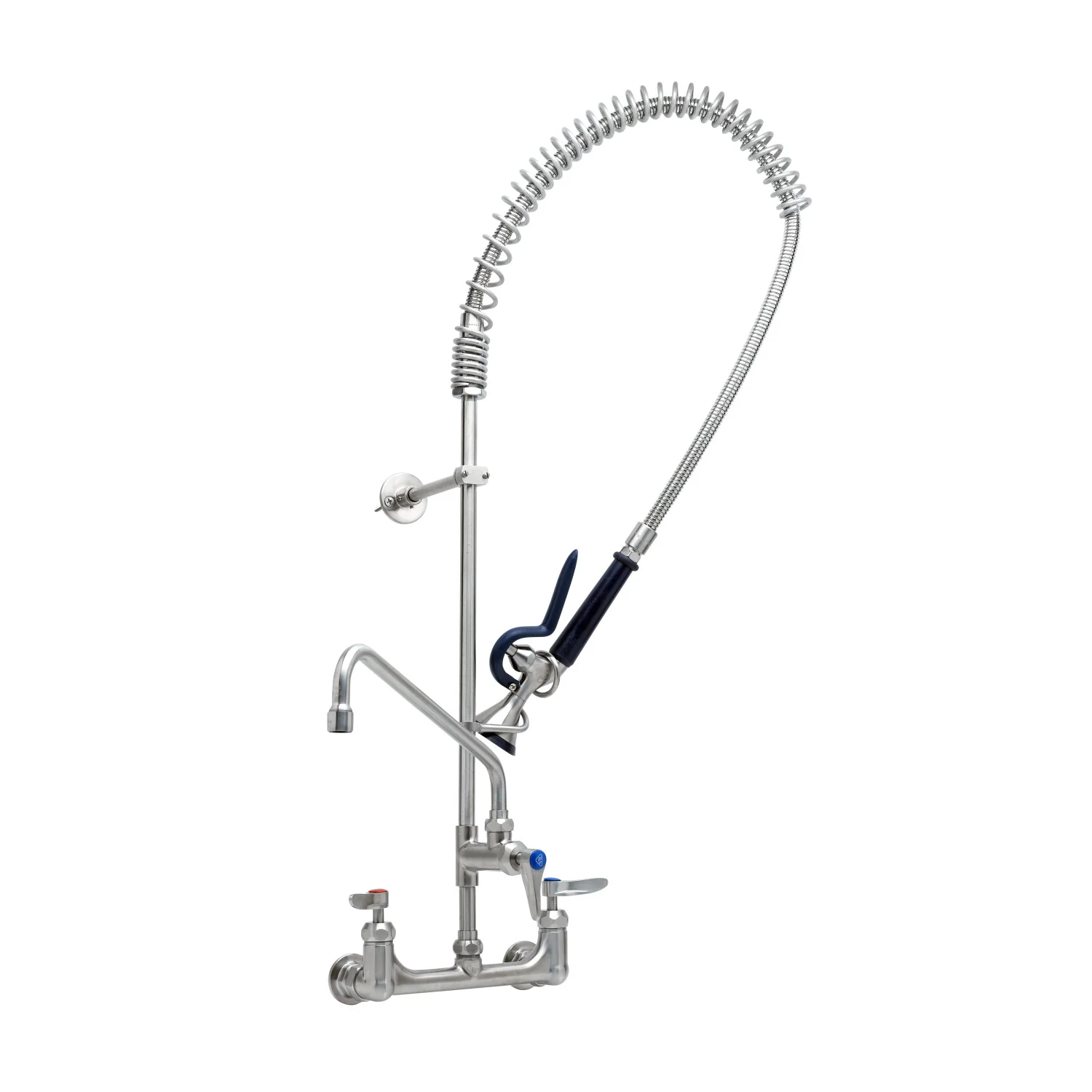 T&S Brass S-0133-12-CR-BY 8" Wall Mount EverSteel Pre-Rinse Unit - 12" Nozzle & S-0107-Y Spray Valve