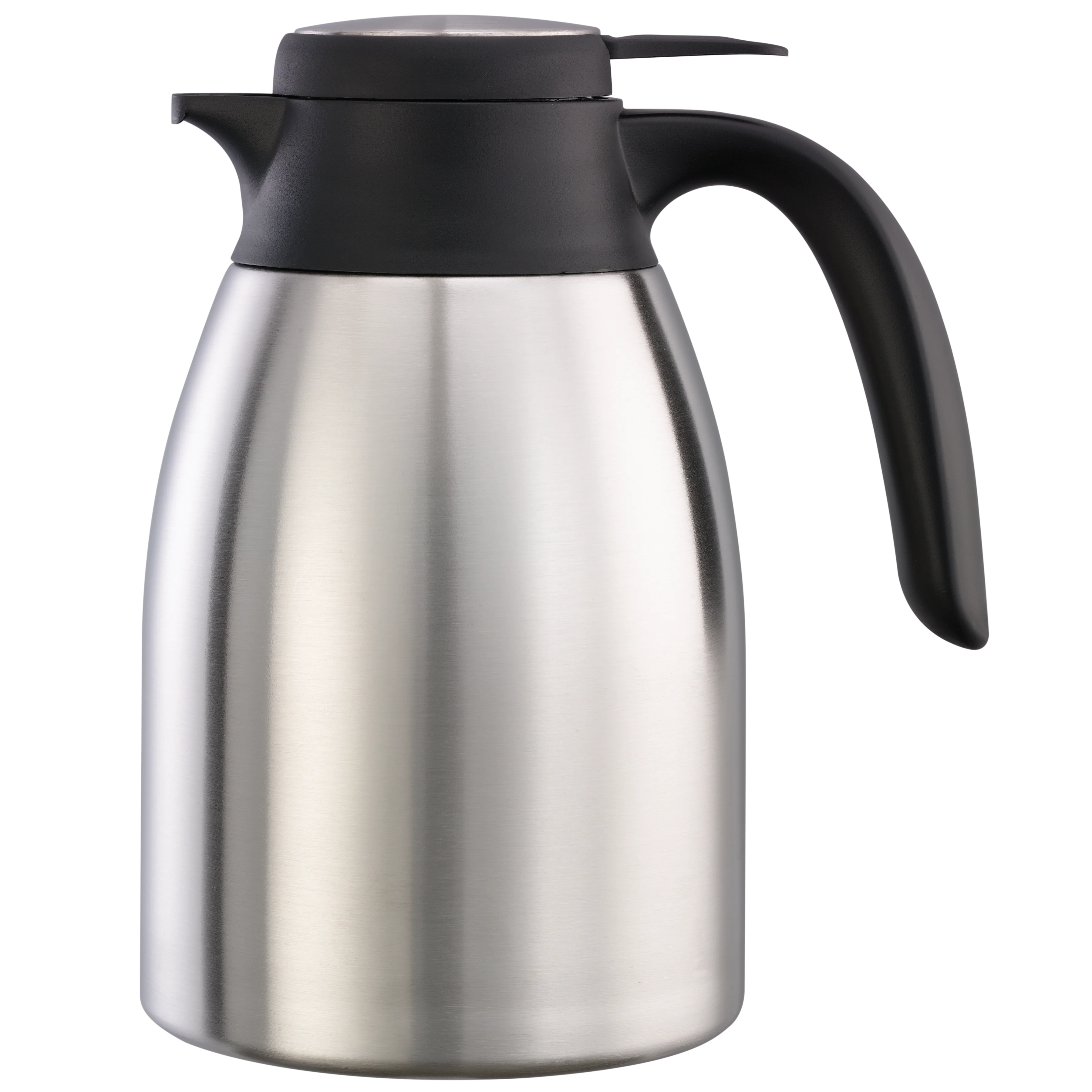 Flow Control 1.2-Liter Vacuum Insulated Carafe in Brushed Stainless and Black