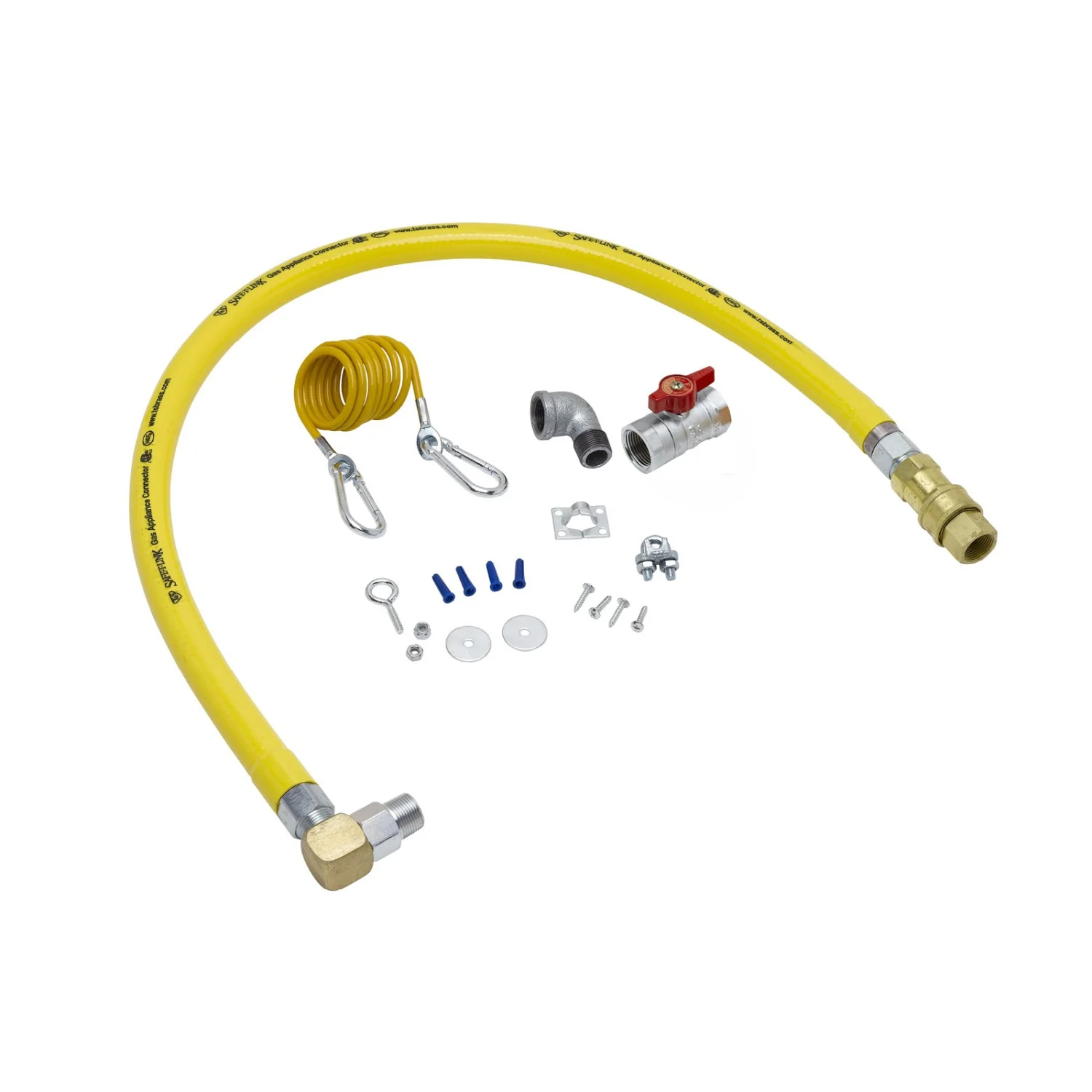 T&S Brass HG-4F-24SEL 1-1/4" NPT x 24" L Gas Connector Kit - SwiveLink, Quick-Disconnect, Ball Valve & Cable Kit