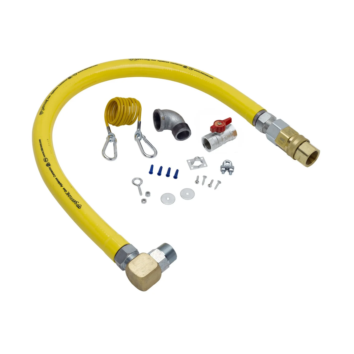 T&S Brass HG-4F-36SEL 1-1/4" NPT x 36" L Gas Connector Kit - SwiveLink, Quick-Disconnect, Ball Valve & Cable Kit