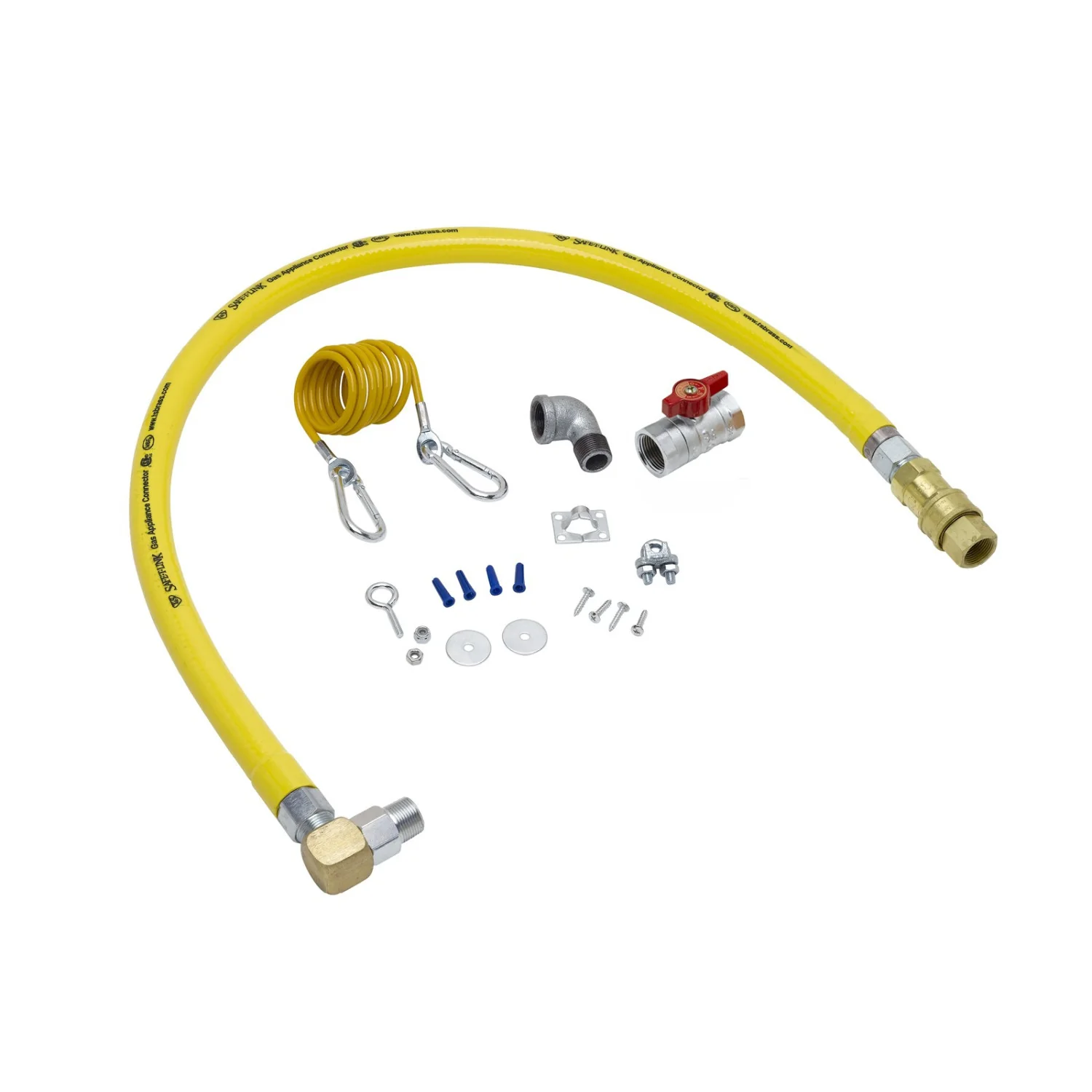 T&S Brass HG-4F-60SEL 1-1/4" NPT x 60" L Gas Connector Kit - SwiveLink, Quick-Disconnect, Ball Valve & Cable Kit