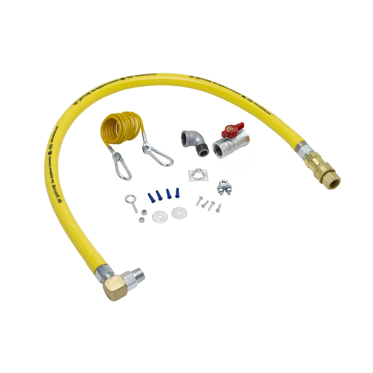 T&S Brass HG-4E-72SEL 1" NPT x 72" L Gas Connector Kit - SwiveLink, Quick-Disconnect, Ball Valve & Cable Kit