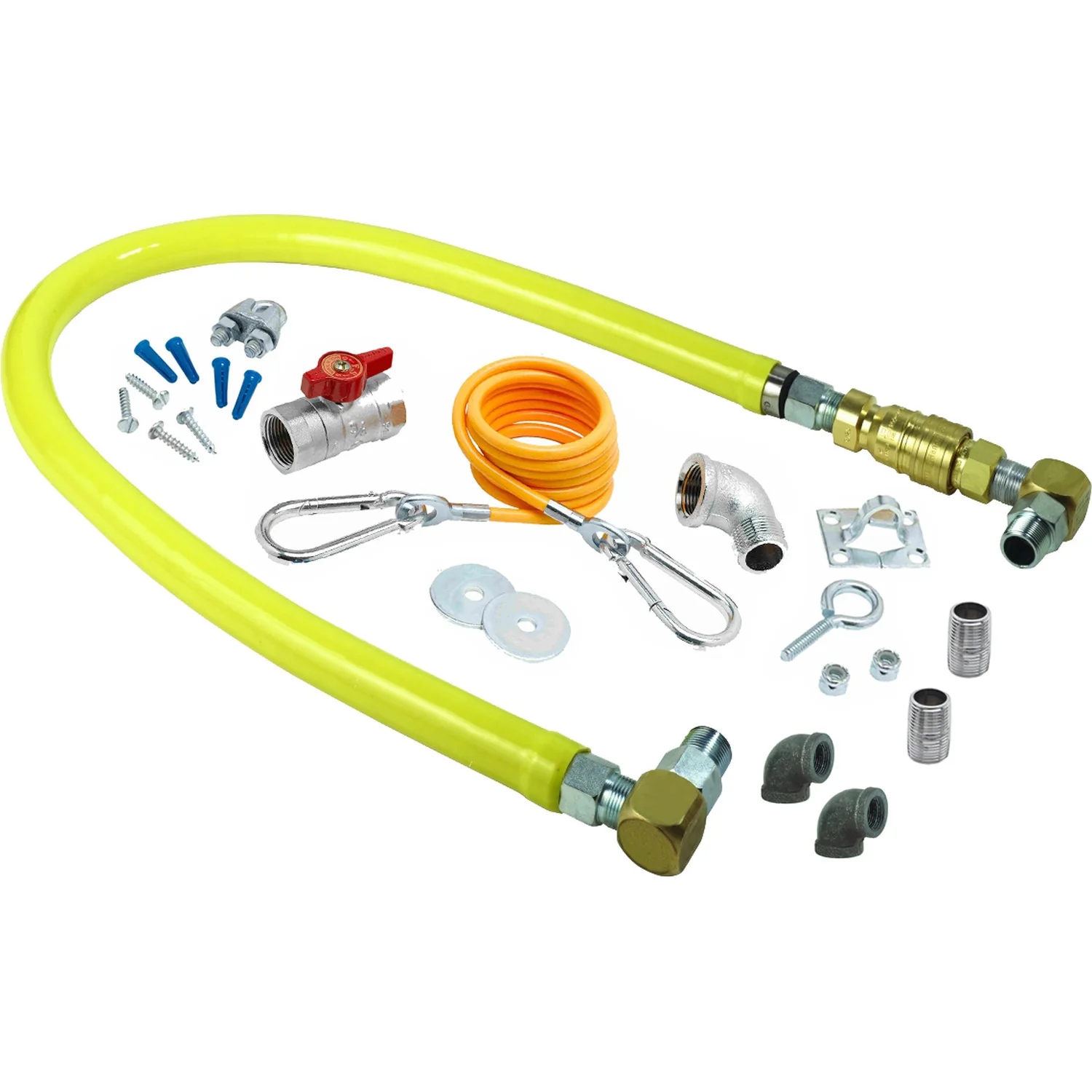 T&S Brass HG-4F-36SK-FF 1-1/4" NPT x 36" L Gas Connector Kit - SwiveLink, Quick-Disconnect & Cable Kit