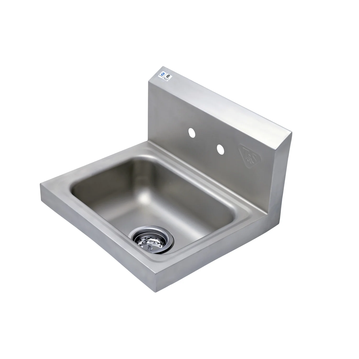 T&S Brass HS-1715-4W 17" x 15" Stainless Steel Hand Wash Sink - 4" Double Hole Centers