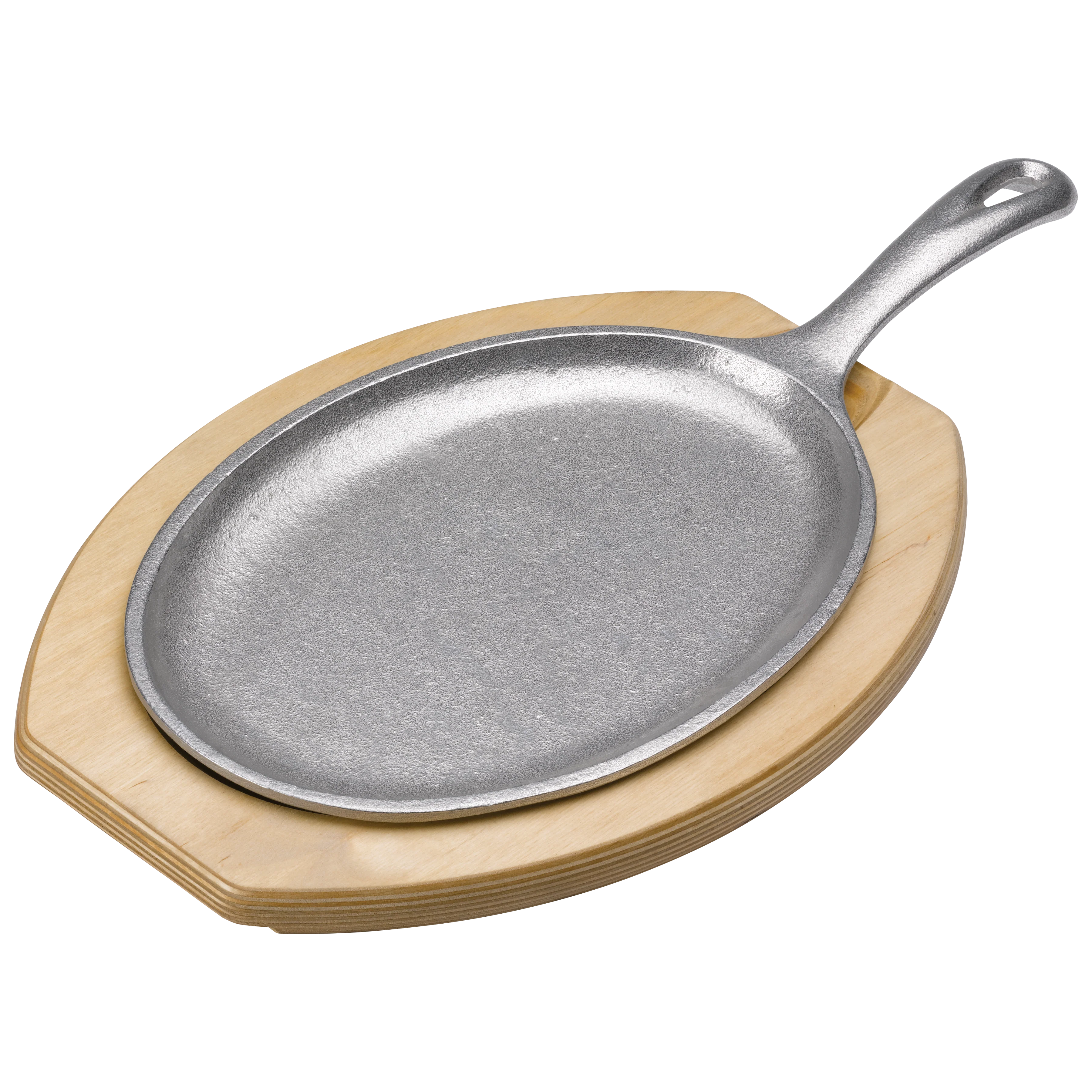 Hot Solutions™ Fajita Cast Aluminum Skillet with Natural Wood Holder