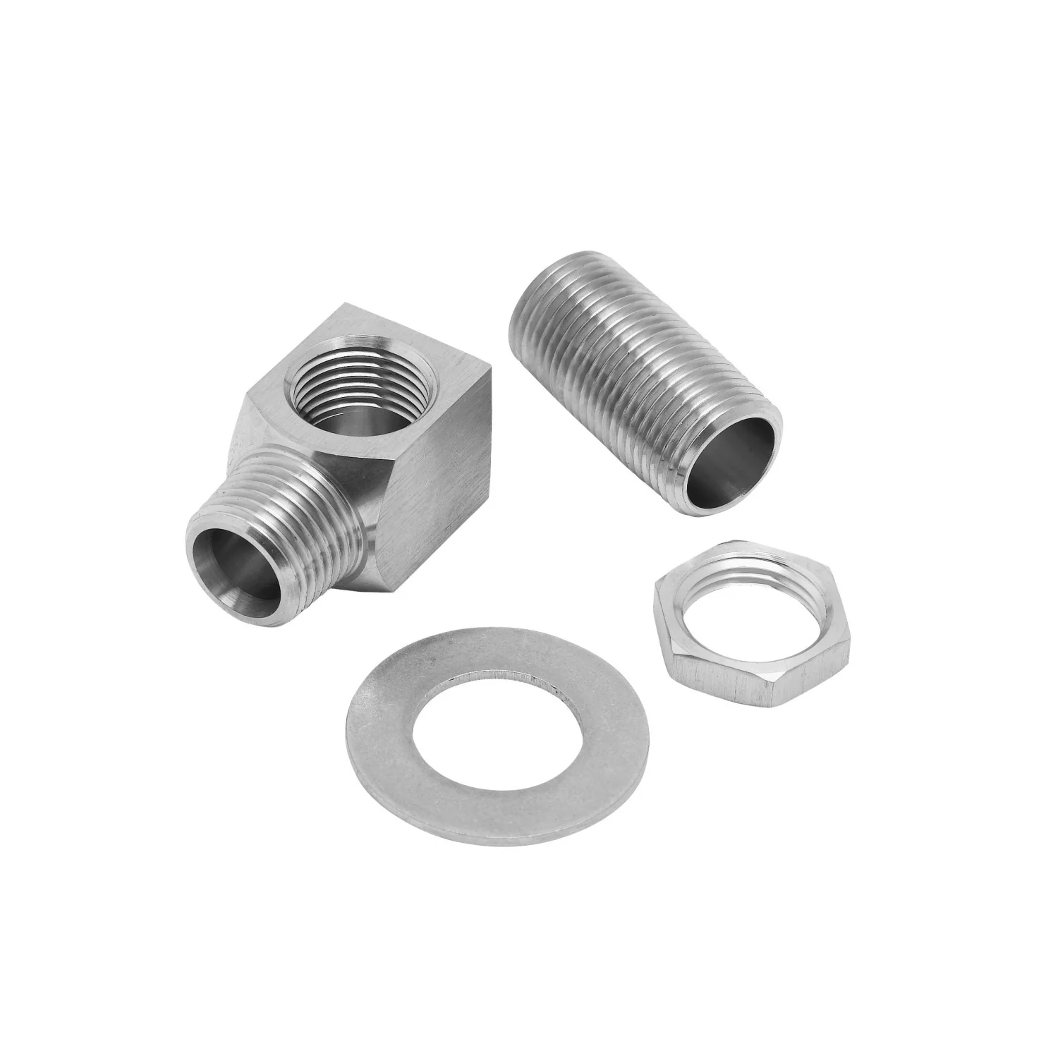 T&S Brass S-0230-KS 1/2" NPT Stainless Steel Faucet Installation Kit - Nipple, Lock Nut, Washer & Short Elbow Set