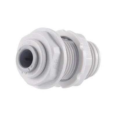 John Guest Gray Acetal Bulkhead Union 3/8" Tube OD
