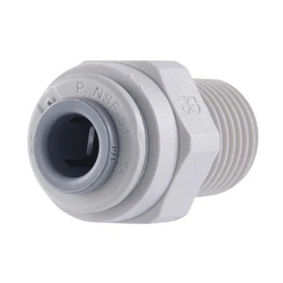 John Guest Gray Acetal Male Connector 1/2" Tube OD x 3/8" NPTF