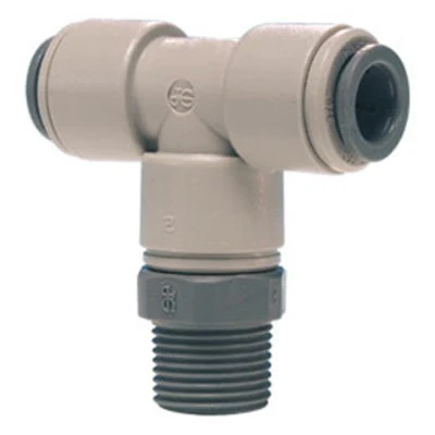 John Guest Gray Acetal Swivel Branch Tee 1/2" Tube OD x 1/2" NPTF Center Leg