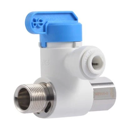 John Guest 3/8" x 3/8" x 3/8" Angle Stop Adapter Valve | Lead-Free Push-to-Connect Water Line Tap