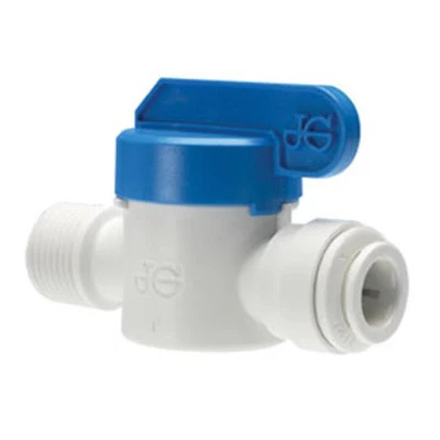 John Guest Polypropylene Shutoff Valve 1/4" Tube OD x 1/4" Male NPTF